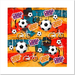 Cool kids loves soccer and riding their bicycles Posters and Art